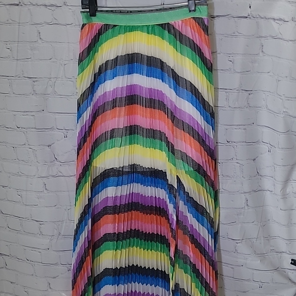 New York and Company sz small color stripe maxi skirt with slit WSK90 - Picture 2 of 6